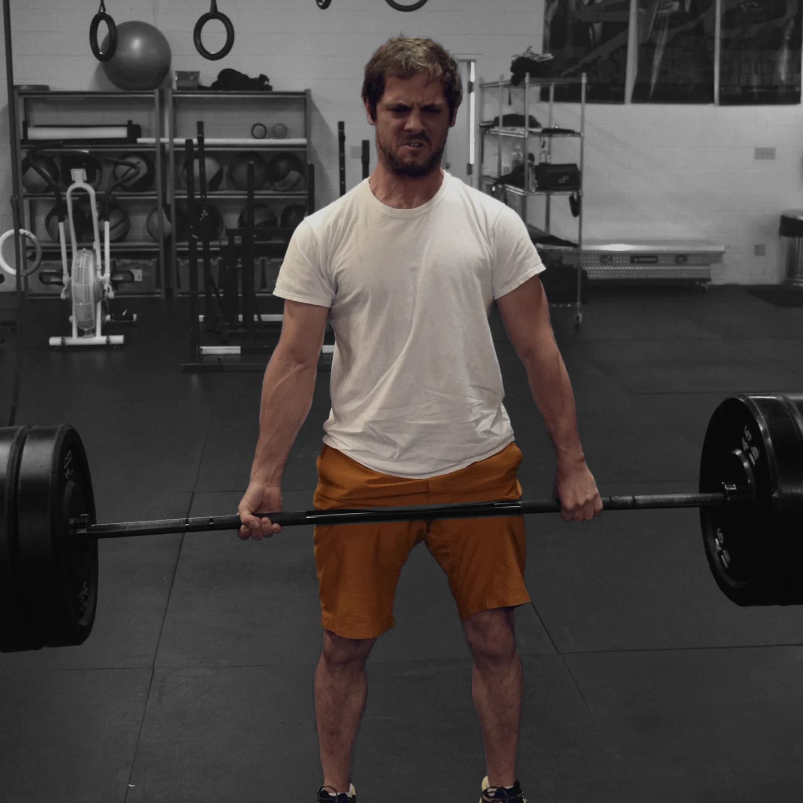 Strength training with a loaded barbell